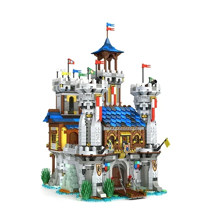 2722 Uds. Castillo Medieval modelo de bloques de construcción estilo europeo vista de ciudad ladrillos Moc juguetes creativos decoración de escritorio juguetes para niños