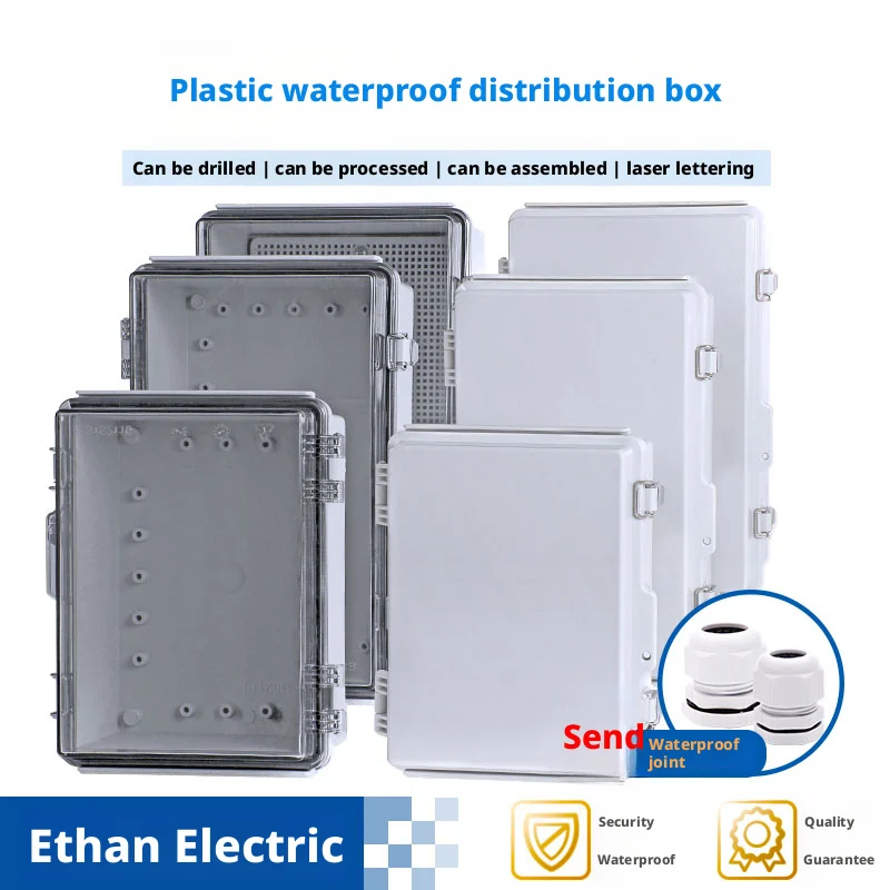 1510 IP66 Waterproof Gray/Transparent Cover Enclosure Power Junction Box ABS Plastic Hinge Outdoor Electronic Distribution Box