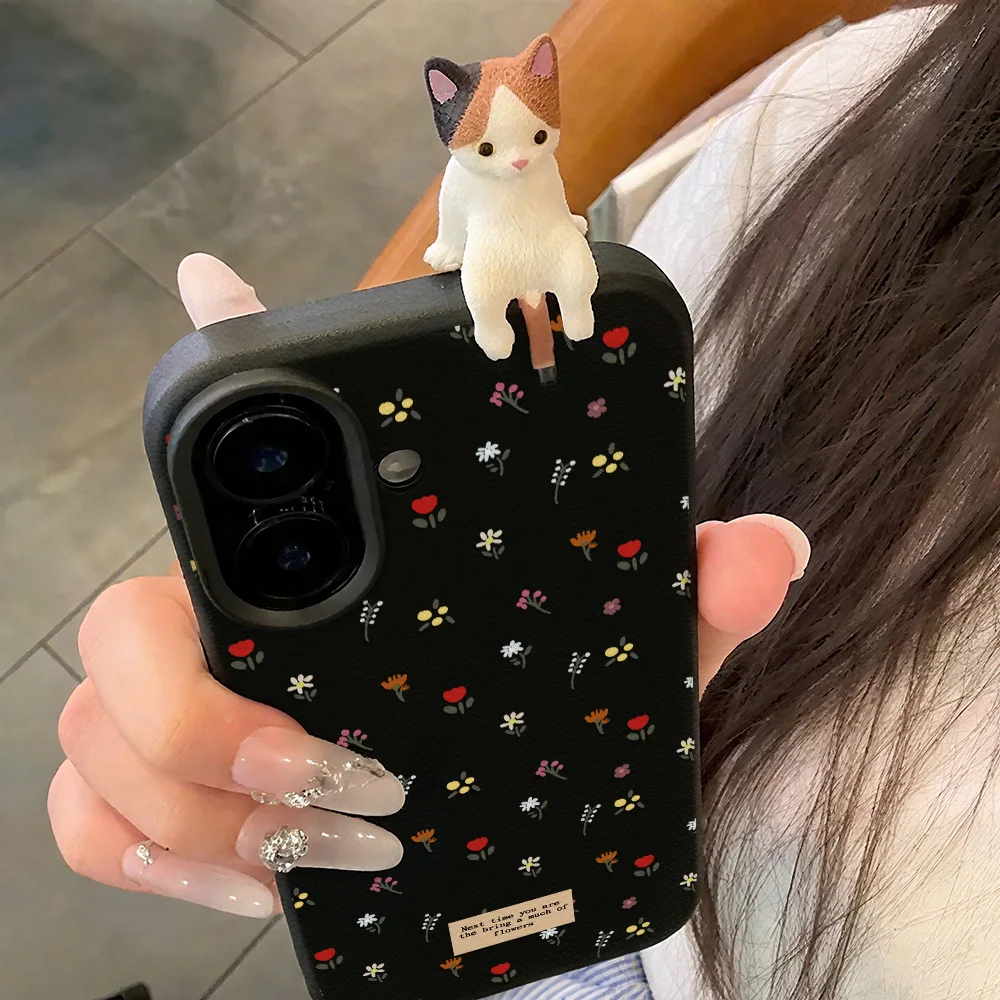 Cute Floral Soft Silicone Phone Case For iPhone 17 Pro Case iPhone 16 15 13 11 14 12 Pro Max 16 Plus Leather Shockproof Cover - view 4