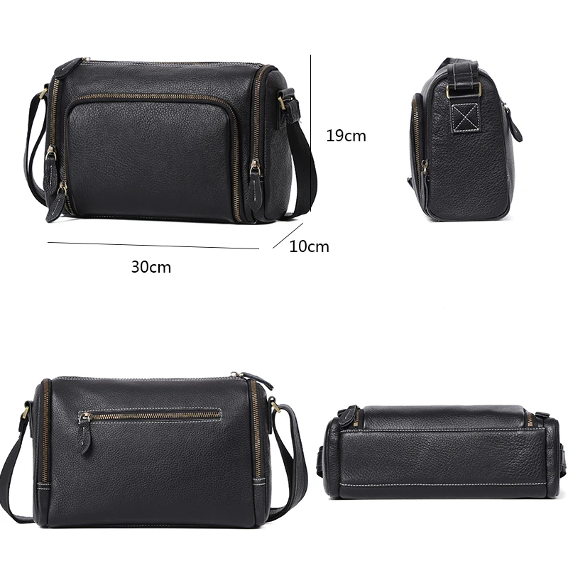 Original Real Leather Men Fashion Shoulder Crossbody Bags Soft Leather Boys Messenger Bag Designer Vintage Men Boston Bags