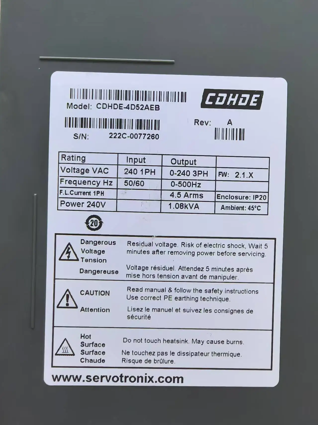 SERVOTRONIX CDHDE-4D52AEB