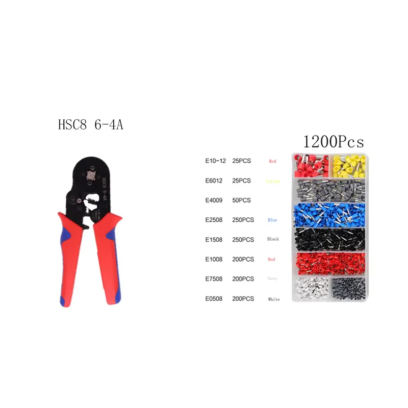 

HSC8 6-4A Tubular Terminal Crimping Pliers HSC8 6-6A Wire Mini Ferrule Crimper Tools Household Electrical Kit With Box