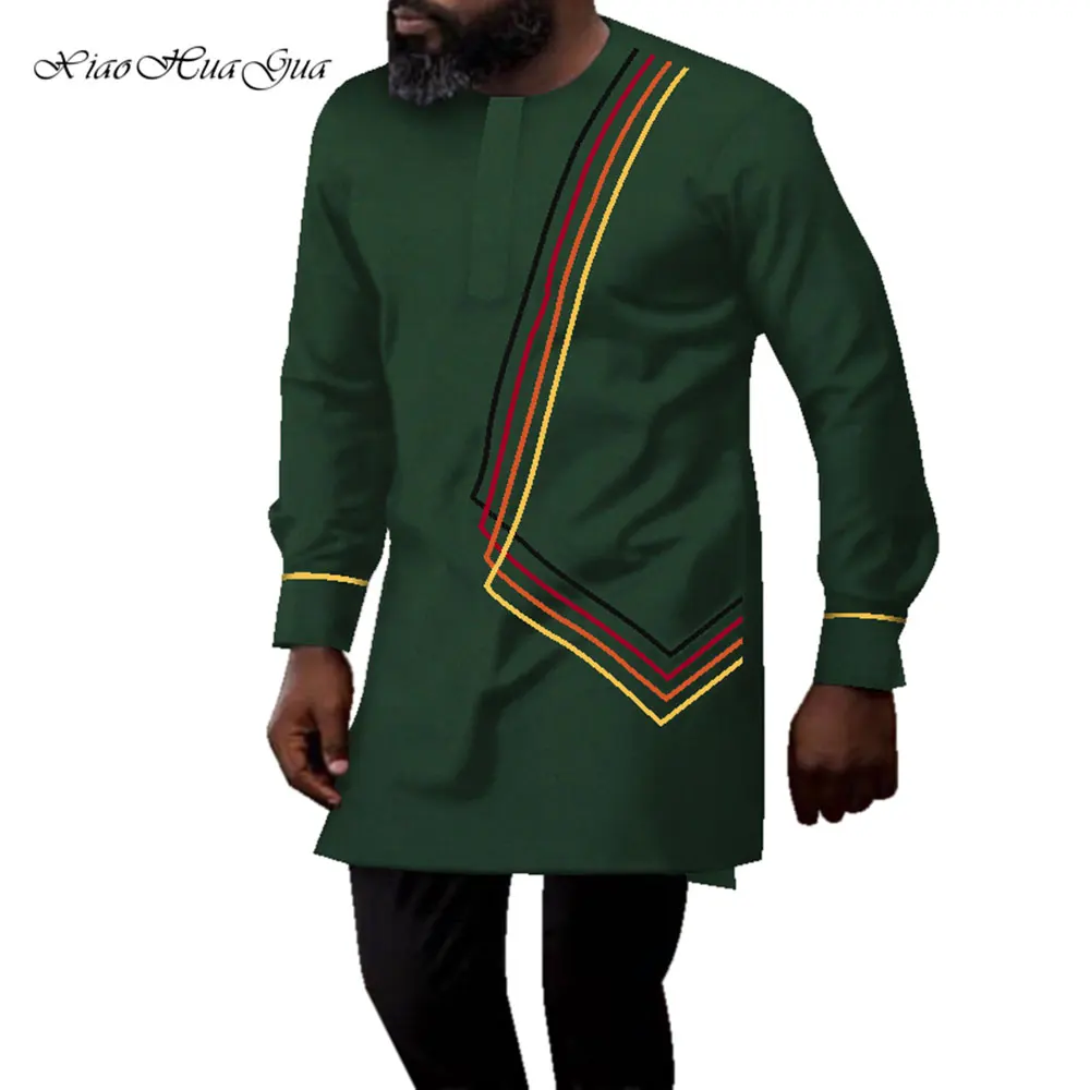 

New Designs Men Dashiki Shirt Causal Wedding Male Shirt Long Sleeve Shirts African Print Shirt O-neck African Clothing WYN673