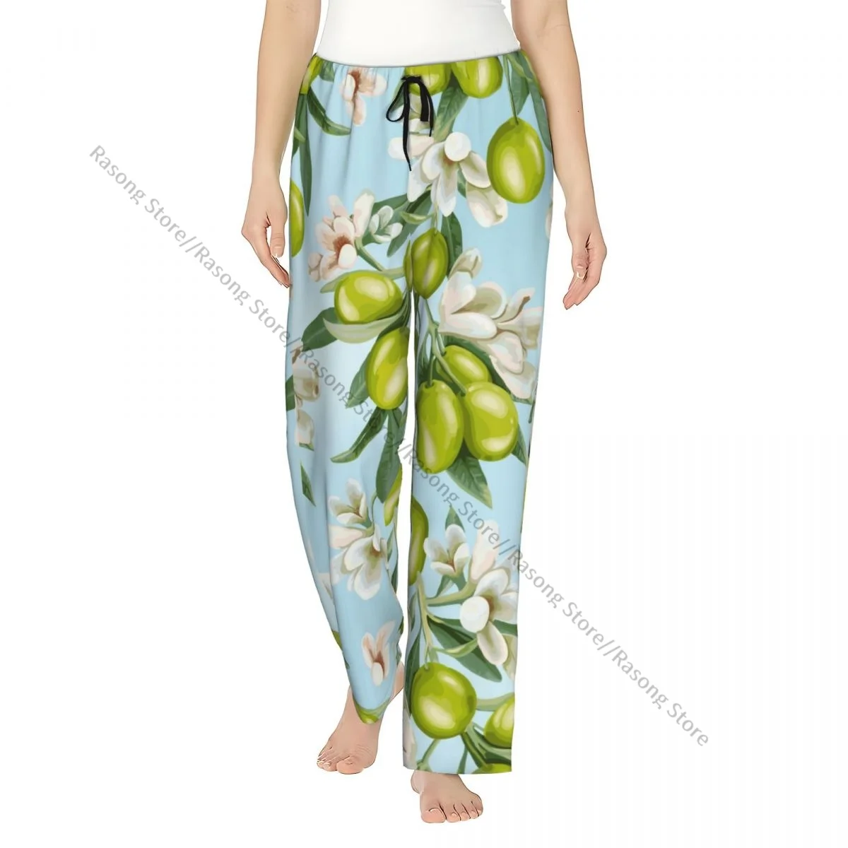 

Женские фланелевые брюки для отдыха, мягкая ветка оливок и цветов, пижамные штаны, зимняя одежда для сна