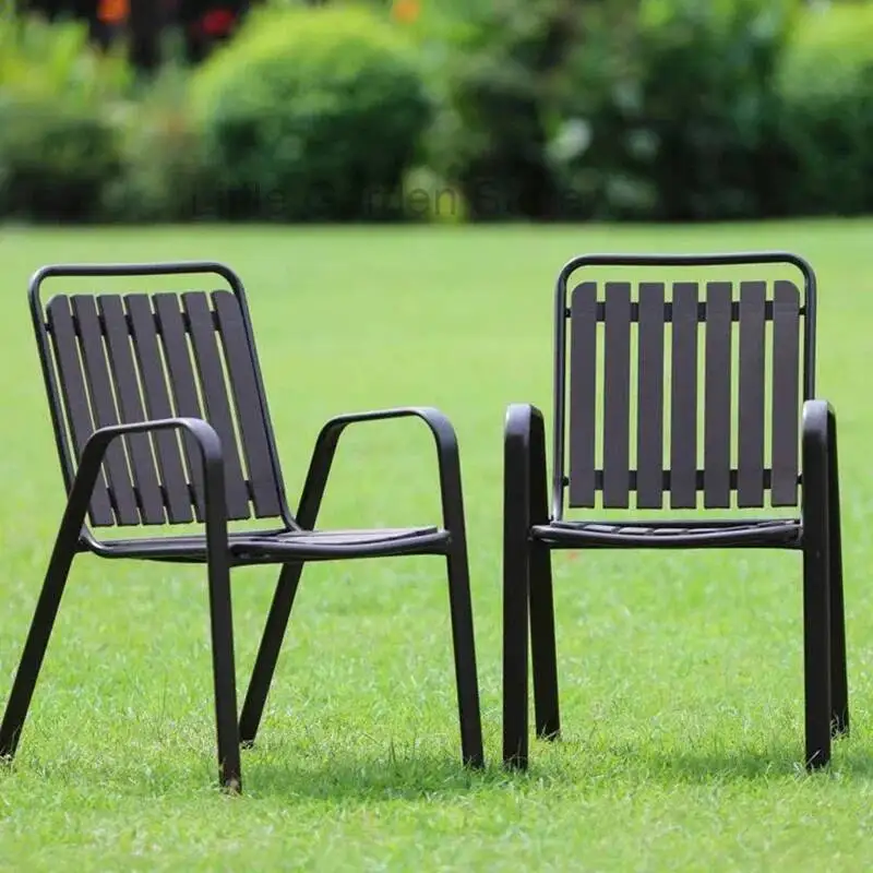 

High Back Comfortable Garden Chairs Modern Industerial Decoration Park Garden Chairs Black Handle Mueble Jardin Patio Furniture