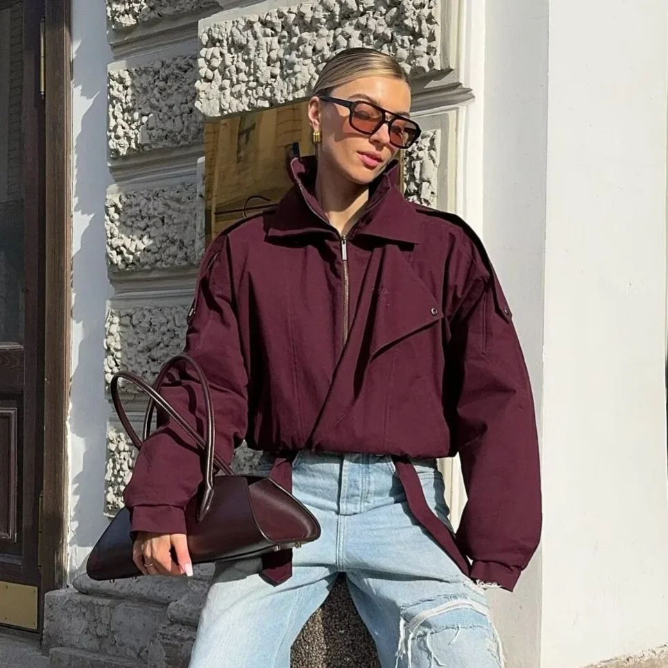 سترة صوفية عصرية بياقة مزدوجة وأكمام طويلة مفتوحة سترة نسائية كاجوال متعددة الاستخدامات للخريف وصلت حديثًا ملابس خارجية على الطراز الأوروبي