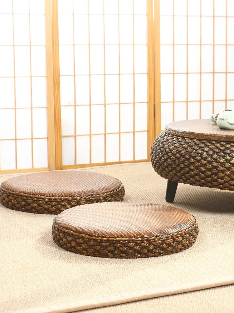 

Futon bay window straw cushion tatami thickened straw woven round rattan woven household Japanese floor coffee table seat cushio