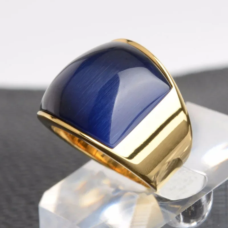 Big Multicolored Man Titanium Steel Ring with Stone Luxury Engagement Wedding Accessories High Quality Jewelry for Men Women