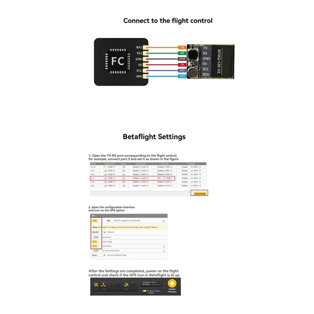 M10Q-120 V2 GPS Module NMEA/UBLOX Dual Output Protocol IST8310 Compass Precise Positioning for RC FPV Drone