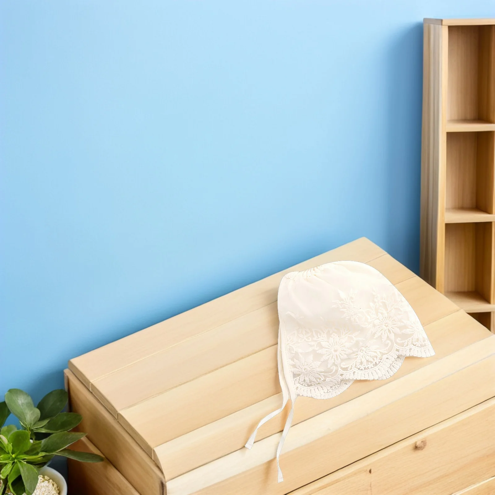 

2pcs Baby Bonnets Lace Cap For Newborn Girls 0-6 Months Sunhat Christening Wedding Photography Headwear Princess Crown Hat