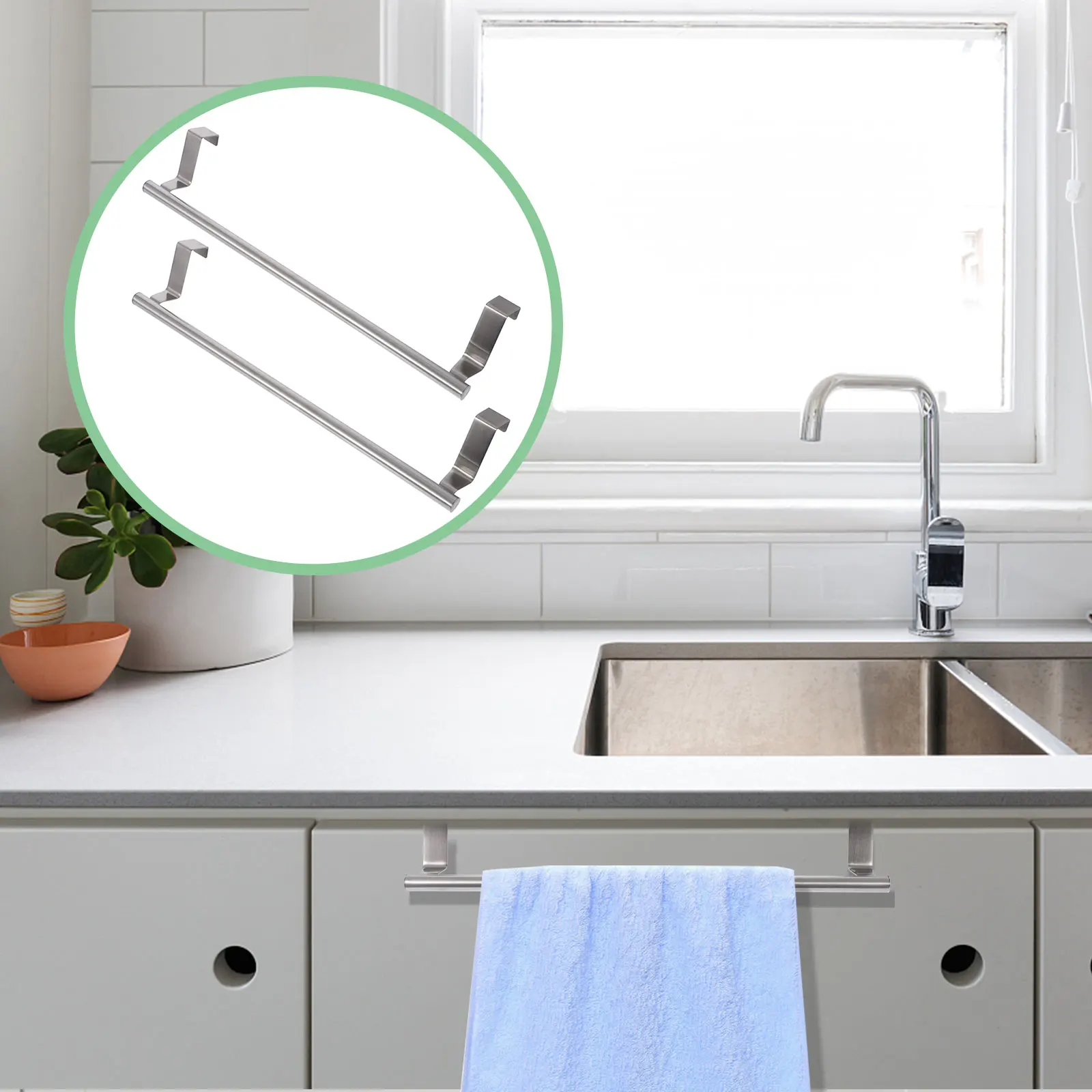 

2 Pcs Stainless Steel Single-rod Towel Rack Holder Bathroom Door Racks Chinese Style for