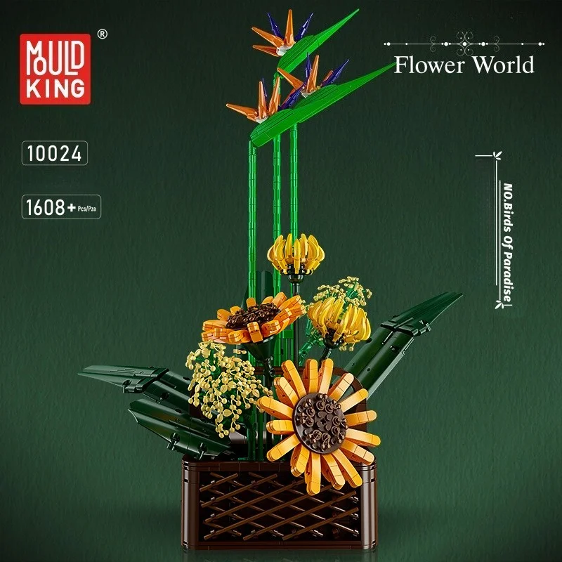

1608+Pcs Strelitzia Regina Potted Building Block Ornaments | Artificial Flower Building Block Set | DIY Home Furnishings and Decorations | Valentine's Day, Thanksgiving, Halloween, Christmas Gifts