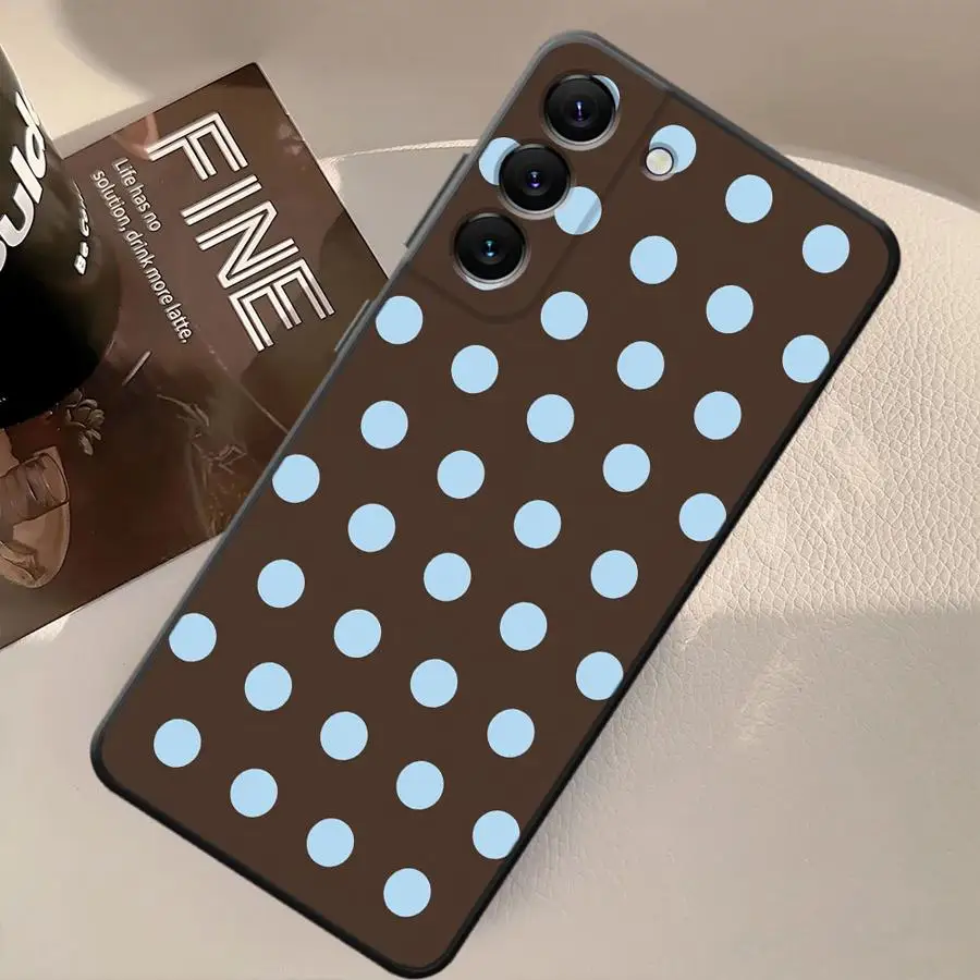 Luxury Ins Brown Red Polka Dots Case for Samsung Galaxy A04 A17 A13 A20 A05 A15 A50 A12 A16 A40 A70 A06 Funda Phone Cover 
