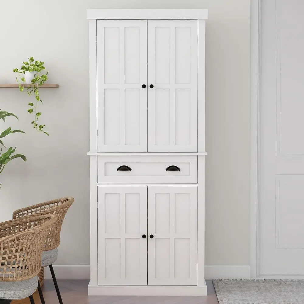Kitchen Pantry Cabinet 72" reestanding Pantry Storage Cabinet with Der and Adjustable Shelves Cupboard Buet Cabinet,Bathroom or