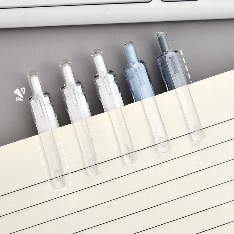 0.5mm ST Nib Retractable Gel Pen, Quick-Drying Smooth Writing for Tests, High Aesthetic White Pen, Student Stationery Black Ink