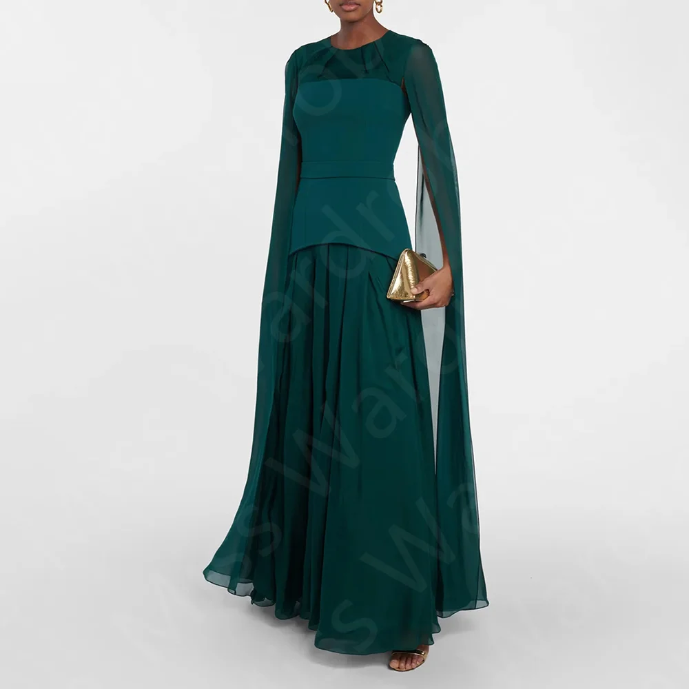 Customized New Arrival Mother Dresses Teal 2025 Mother of the Bride Gowns Round Neckline Wedding Guest Dresses with Cape Sleeves
