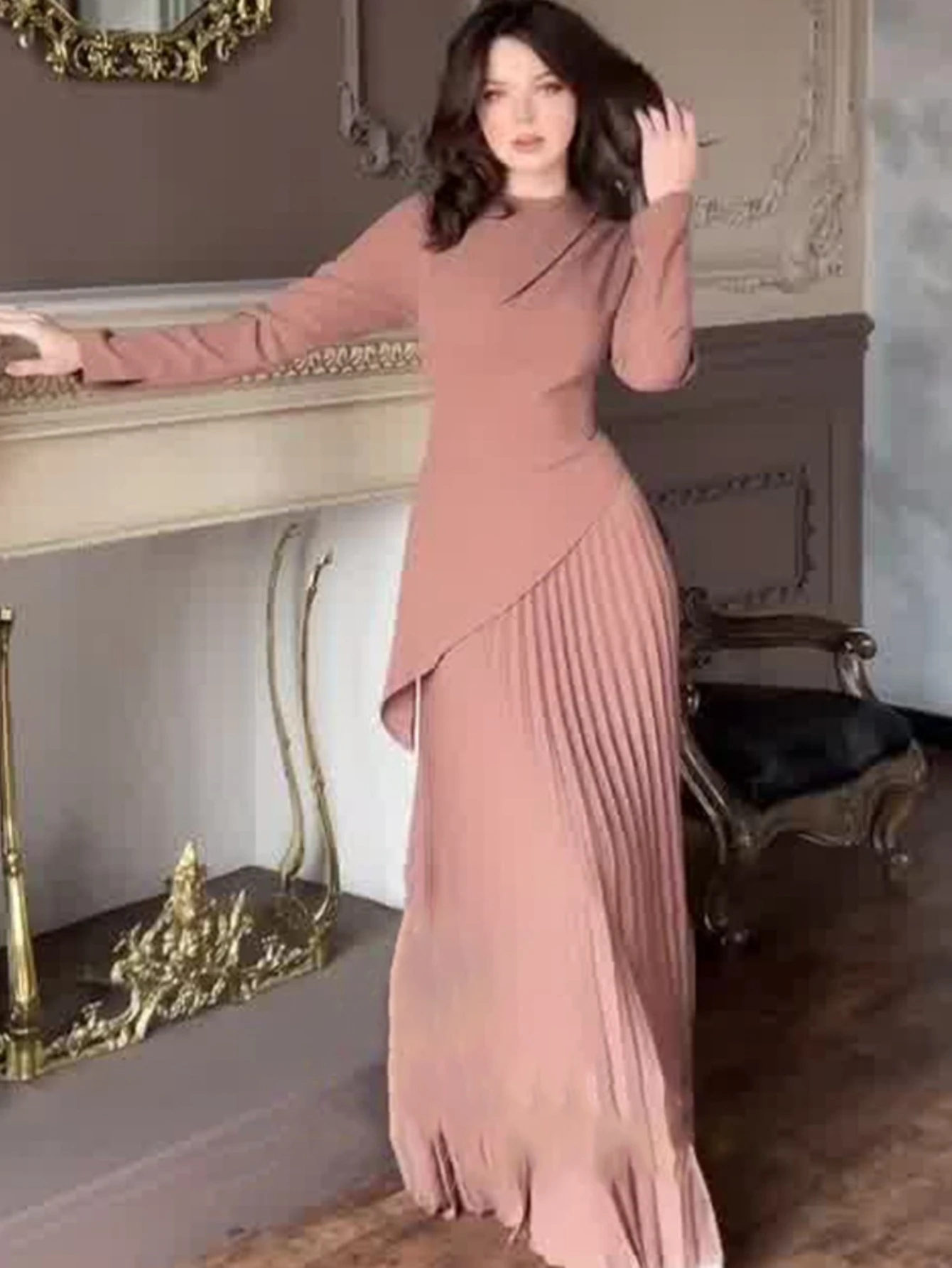 

Ид женское платье мусульманская Абая плиссированное облегающее платье Дубай Vestidos Largos длинные платья кафтан арабский халат вечерние кафтан Джалабия Рамадан