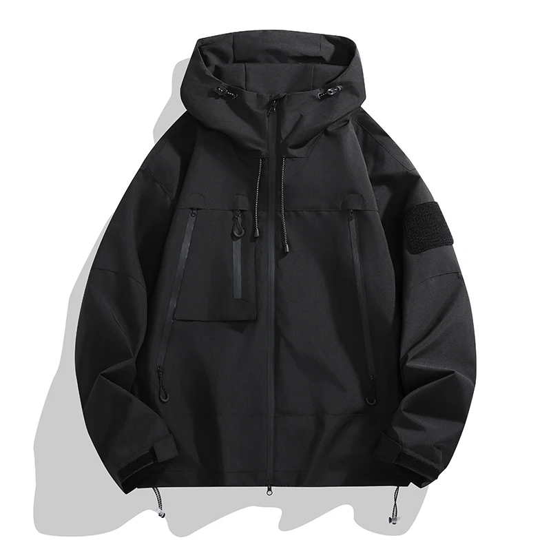 

New 2024 Spring Autumn Men's Hooded Outdoor Jackets Mountain Wear Solid Windproof Parka Top Water-proof Hardshell Technical Coat