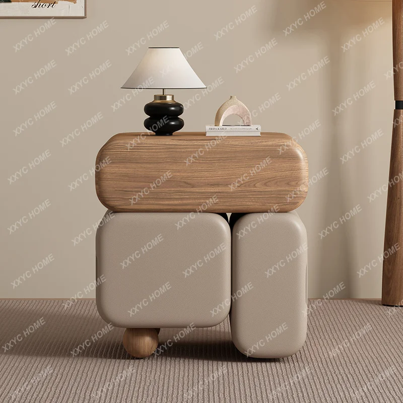 

Storage Drawers Nightstands Cute Cream Style Luxury Aesthetic Bedside Table Simple Design Mesa De Noche Bedroom Furniture