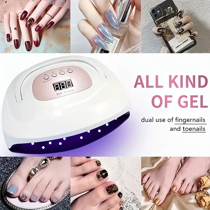 

Двойная УФ/светодиодная лампа для ногтей высокой мощности 150 Вт с интеллектуальным датчиком — быстросохнущая, безопасная для кожи для маникюра и дизайна ногтей