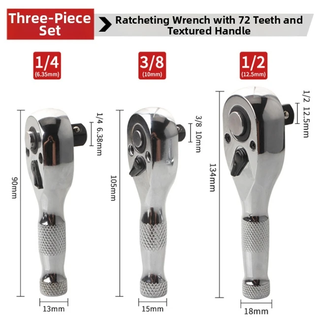 

72-Tooth Square Head Spanner Short Handle Ratchet Wrench Set Chrome Alloy Steel Auto Repair Tool Car Disassembly Tool