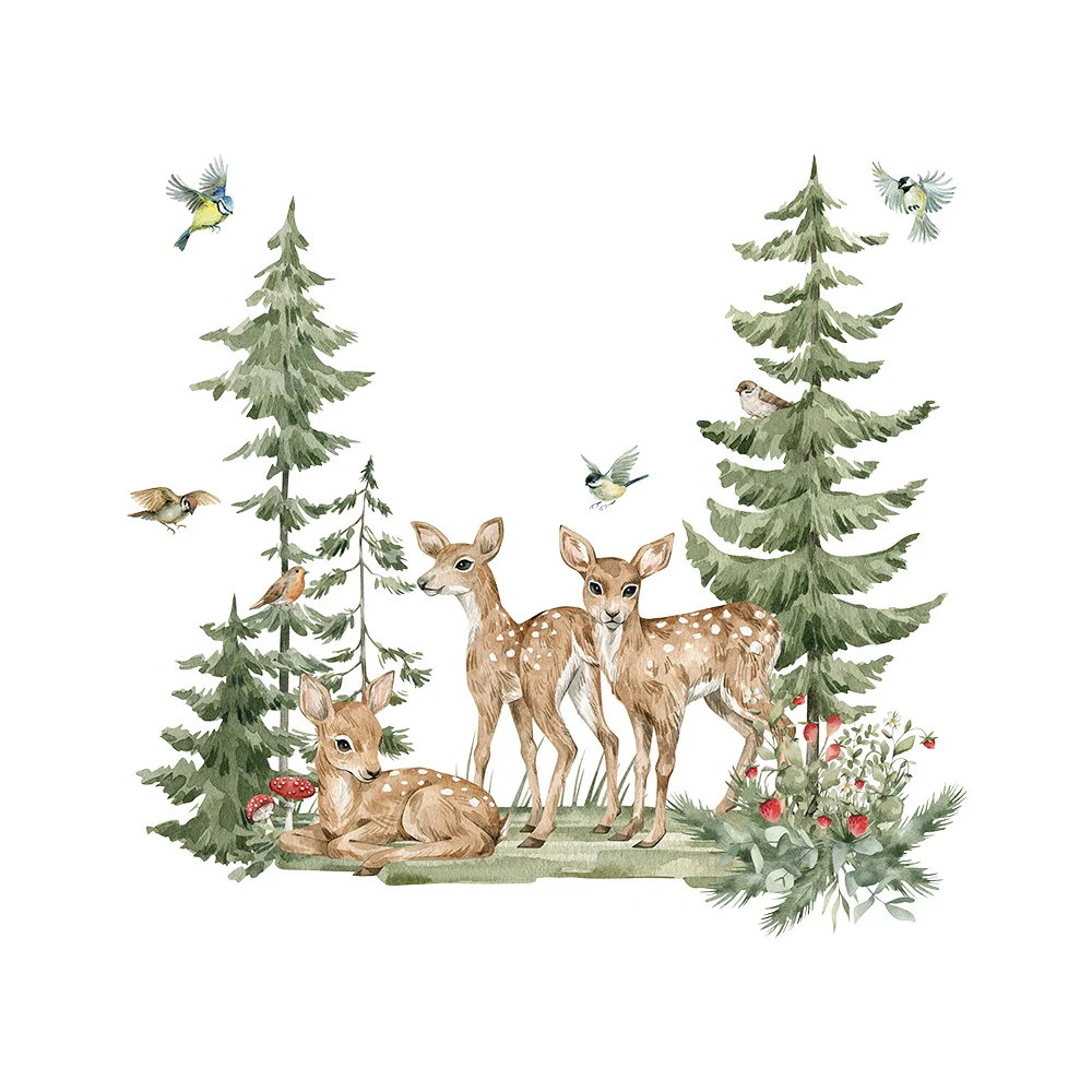 Cartoon Forest Animals Wall Stickers for Living room Bedroom Sofa Backdrop Wall Decor Waterproof pvc Wall Decals Room Decoration