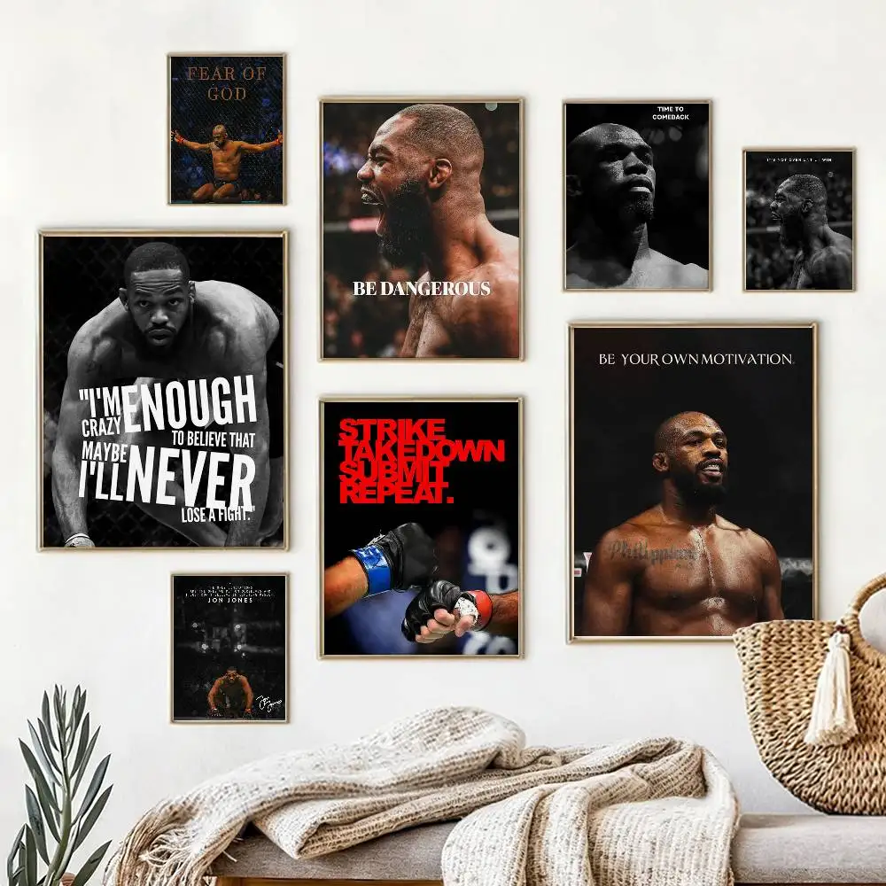 Boxing J-Jon J-Jones Bones Poster High Quality Dorm Living Room Aesthetic Wall Decoration Painting Stickers Gift