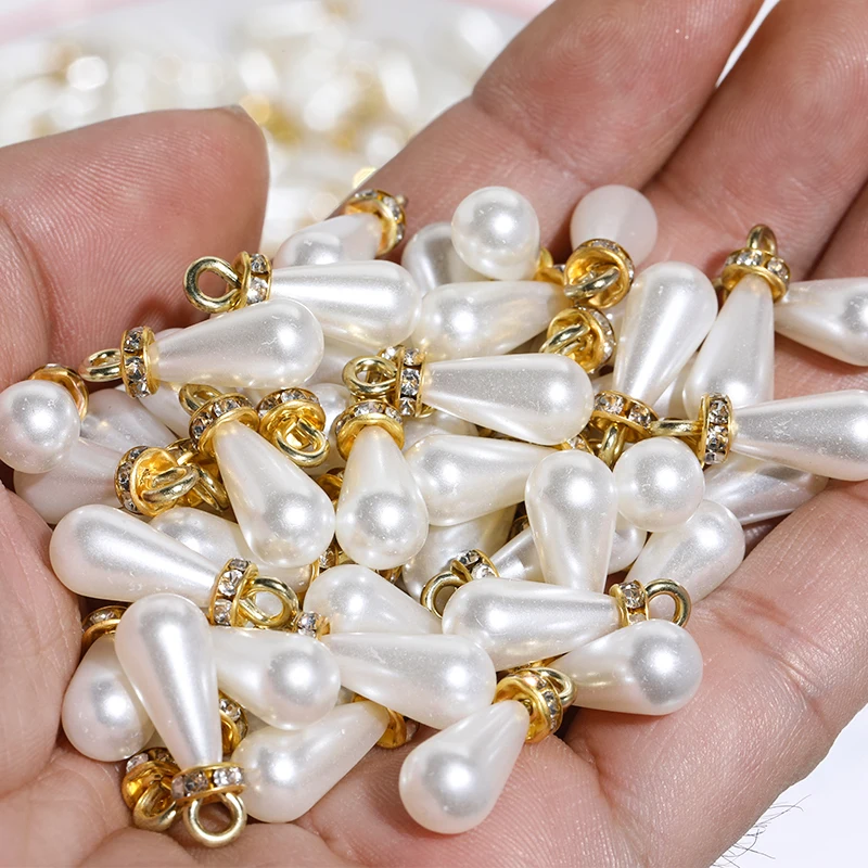 100pcs ABS Waterdrop Teardrop Pearls Pendants For Diy Earring Pendant Jewelry Findings Making Supplies Beads For Handicrafts