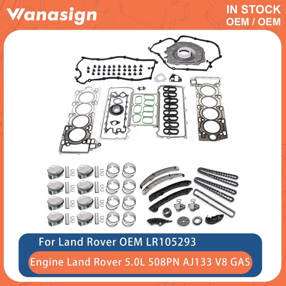 

Engine Timing Chain Kit Head Gasket Set Piston & Ring Set Fit 5.0 T For Land Rover Range Rover 508PS AJ133 508PN 5.0T V8 GAS