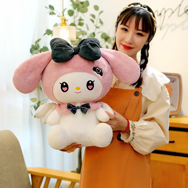 50cm sanrio brinquedo de pelúcia diabo kuromi brinquedo de pelúcia anjo melodia travesseiro decoração do quarto presente aniversário das crianças presente natal