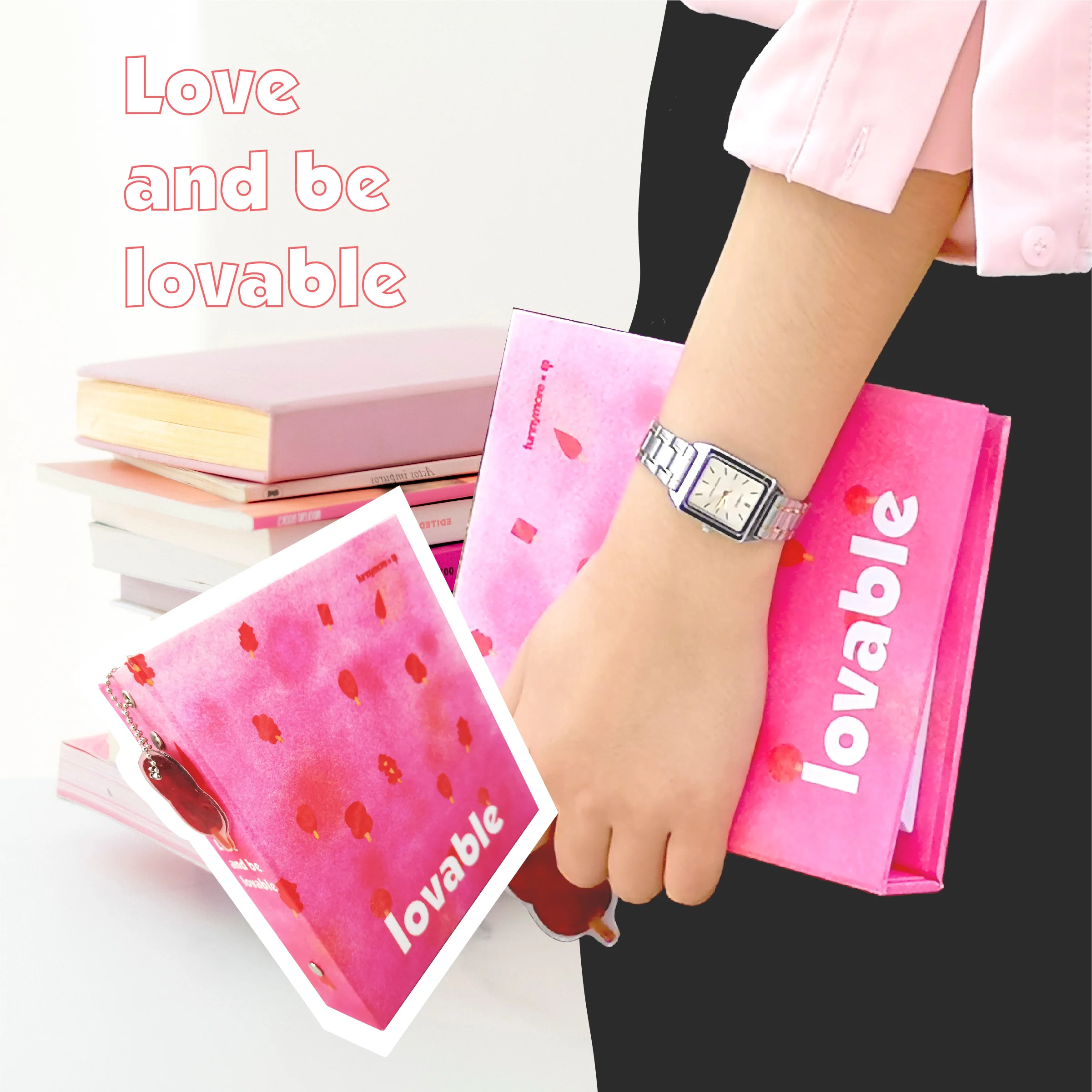 Love and Lovable Binder A4 A5 A6 Photocard Holder Kpop Cute Pink Notebook A5 Loose Leaf Journal Card Collect Book Korean 포카 바인더
