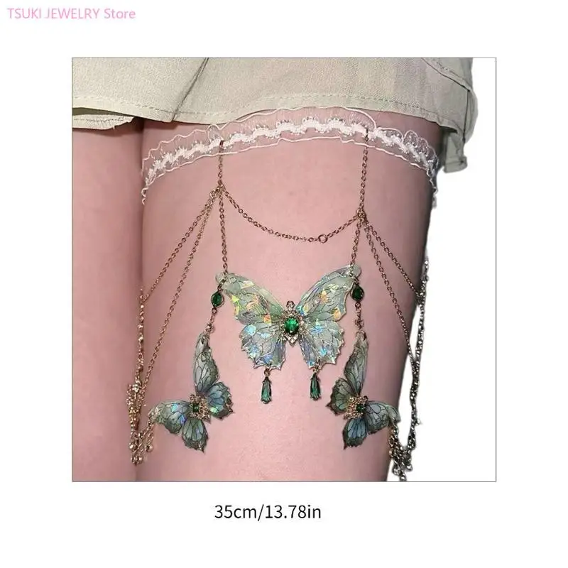 62KE Sexy Lace Leg Chain Butterfly Prendant Hit -Fringes Fringes Fringes Pody Jewelry Music Festival Music Festival #6
