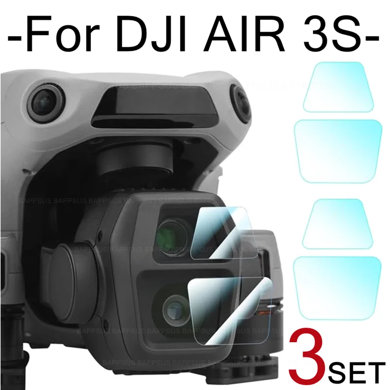 1-3Sets HD Lens Films For DJI Air 3S Tempered Film Anti-scrach Dustproof Lens Protective Film For DJI Air 3S Drone Accessories