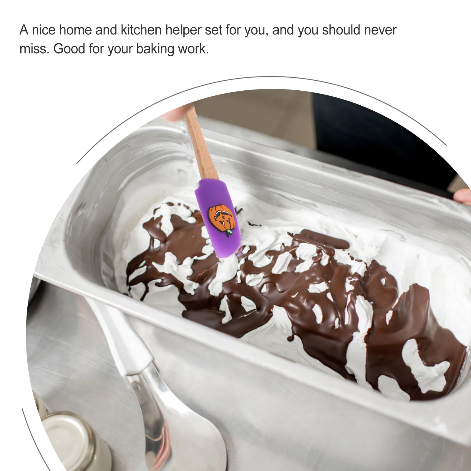 

2pcs Wooden Handle Silicone Scraper Pumpkin Spider Pattern Spatula For Home Kitchen Halloween Baking Supplies Kitchen Utensil