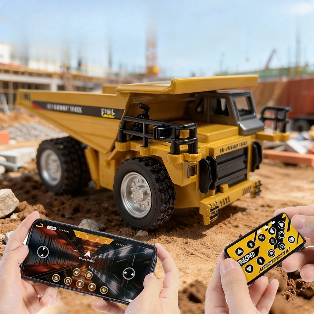 

alloy rc car with led light RC dump truck electronic engineering vehicle toy remote control excavator kids gift usb charge