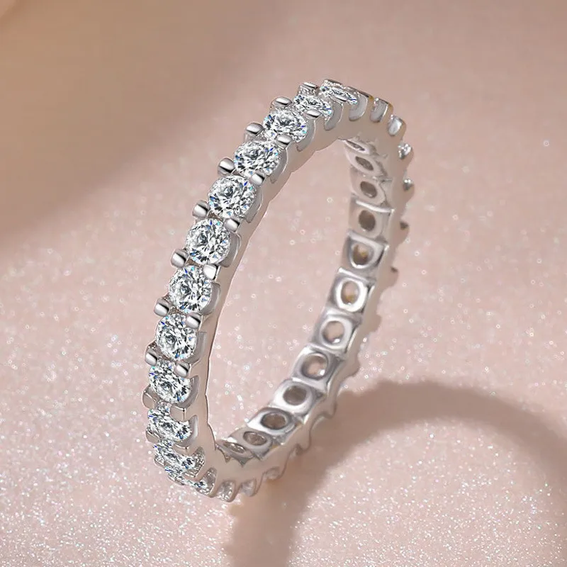 3mm Thin Stackable Ring CZ Eternity Wedding Band for Women Girl Size 5-12