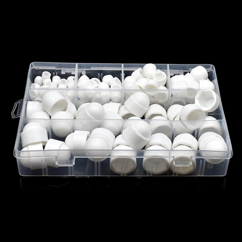 Pack of 145 Threaded Inserts with Caps set Locking Nuts Screw Nuts Plastic Hex Nuts with Storage Box Long Service Nut