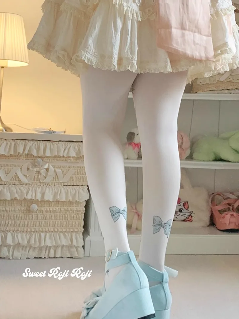 Hot New Japanese Joint Doll Lolita Socks Women's Summer and Autumn Bow Beauty Sweet Velvet Printed Pantyhose for Girls