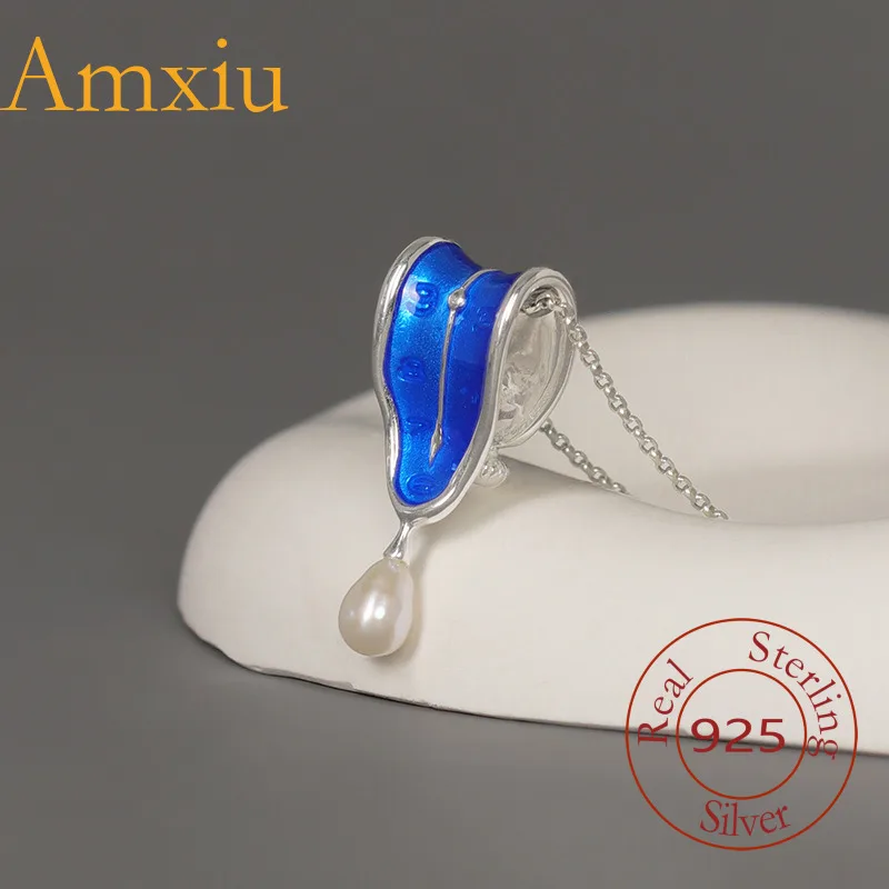 Amxiu Sterling Silver 925 Original Design Memory's Eternal Tribute To Dalí's Famous Painting Surreal Clock Niche Art Pendant