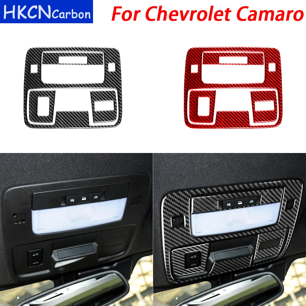 For Chevrolet Camaro 2010-2015 Real Carbon Fiber Roof Reading Lamp Panel Trim Cover Car Interior Decorative Accessories Sticker