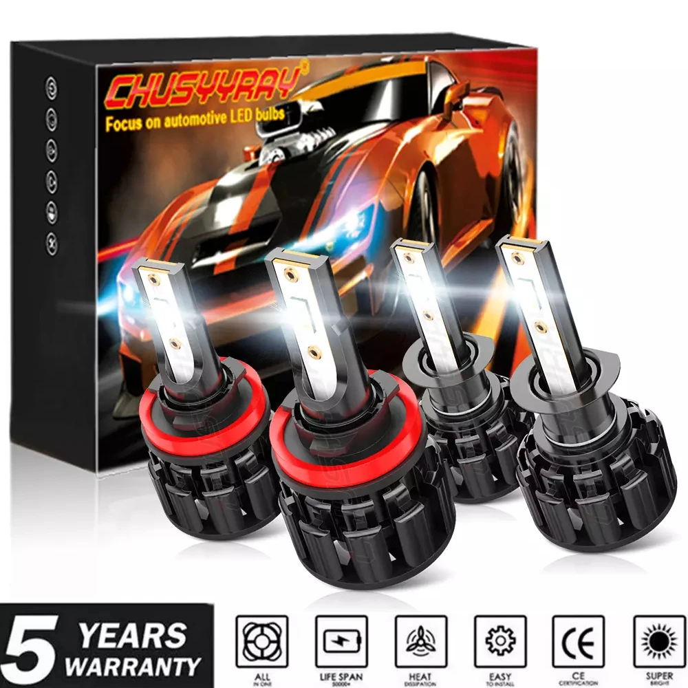 

H1 H11 Canbus LED Headlight For Hyundai Sonata 2009-2010 1:1 Same Size Hi/Low Beam Bulbs 6000K 100000LM 500% Super Bright White