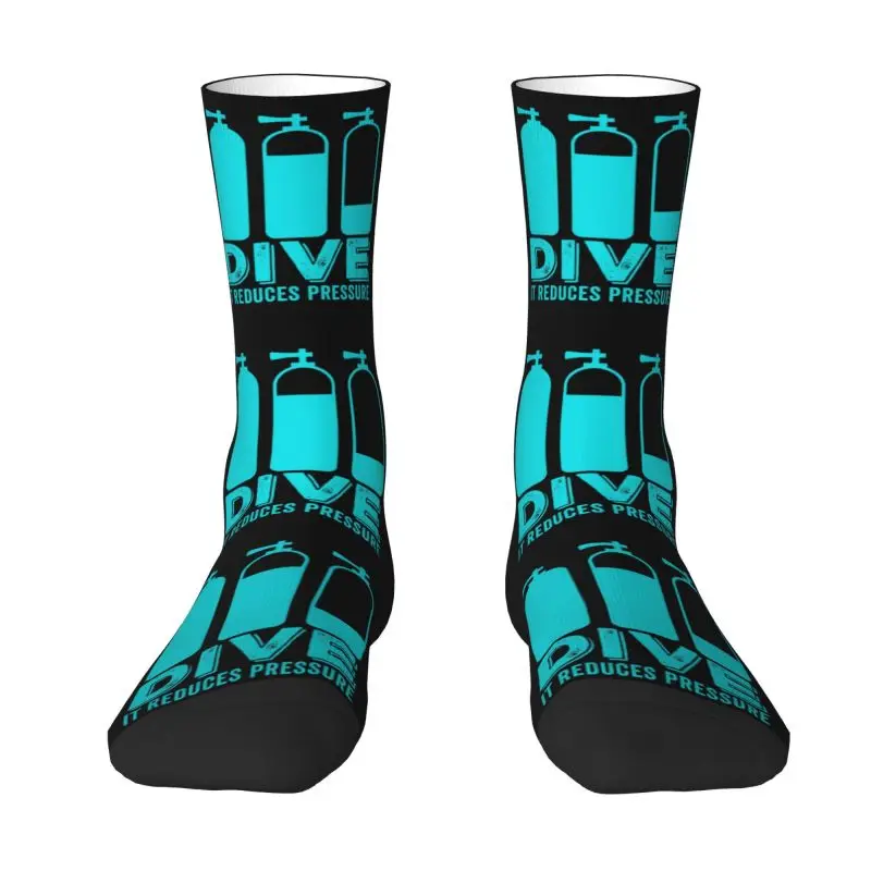 Funny Printing Scuba Diver Socks for Women Men Stretch Summer Autumn Winter Dive Diving Crew Socks