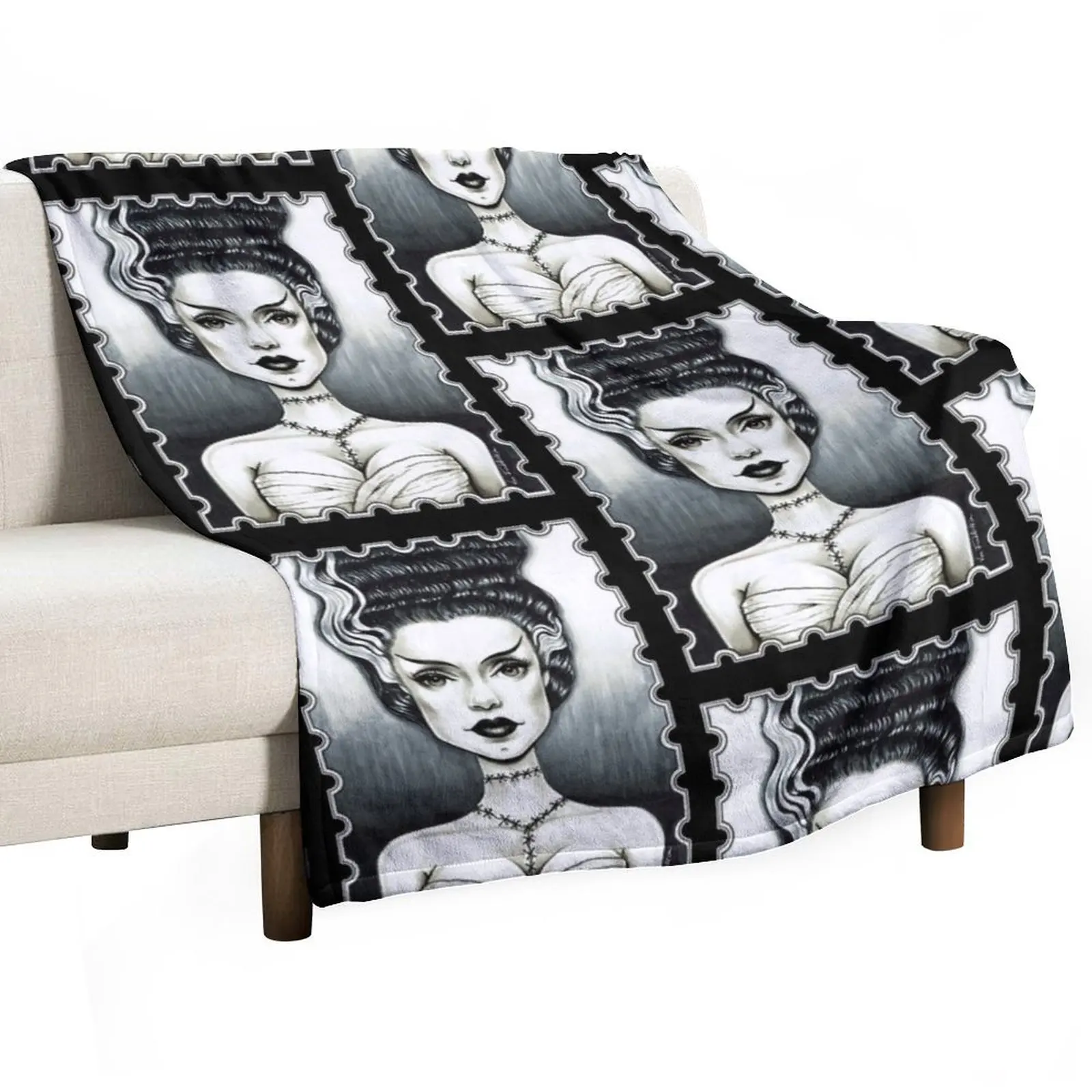 

Bride of Frankenstein Throw Blanket Extra Large Throw cosplay anime manga Luxury Blankets