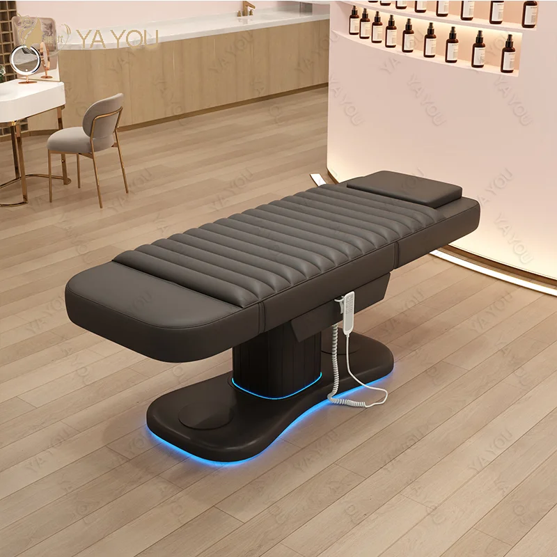 Electric Massage Bed With LED Light And PU Upholstery For Lash Facial Therapy Salon Spa And Beauty Clinic Use