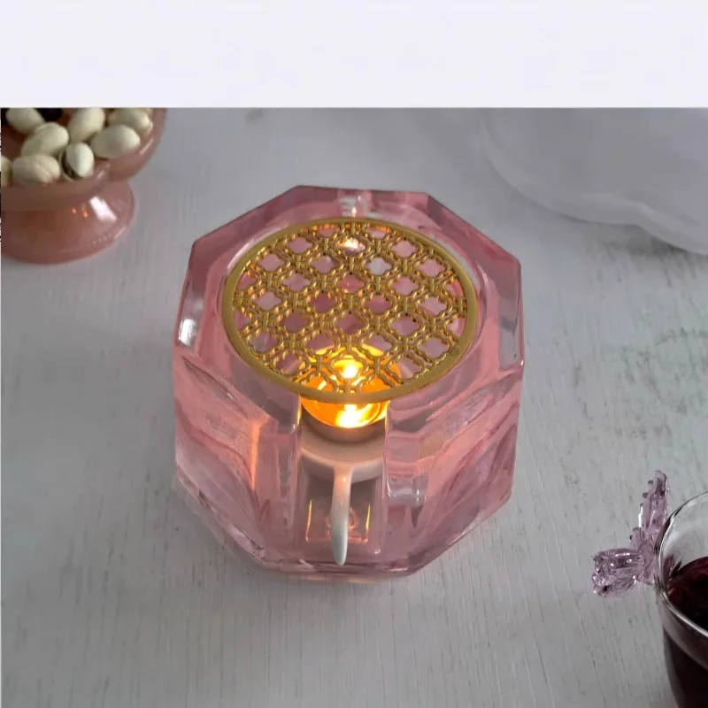 

Crystal glass tea warmer, candle holding stove, teapot heating base