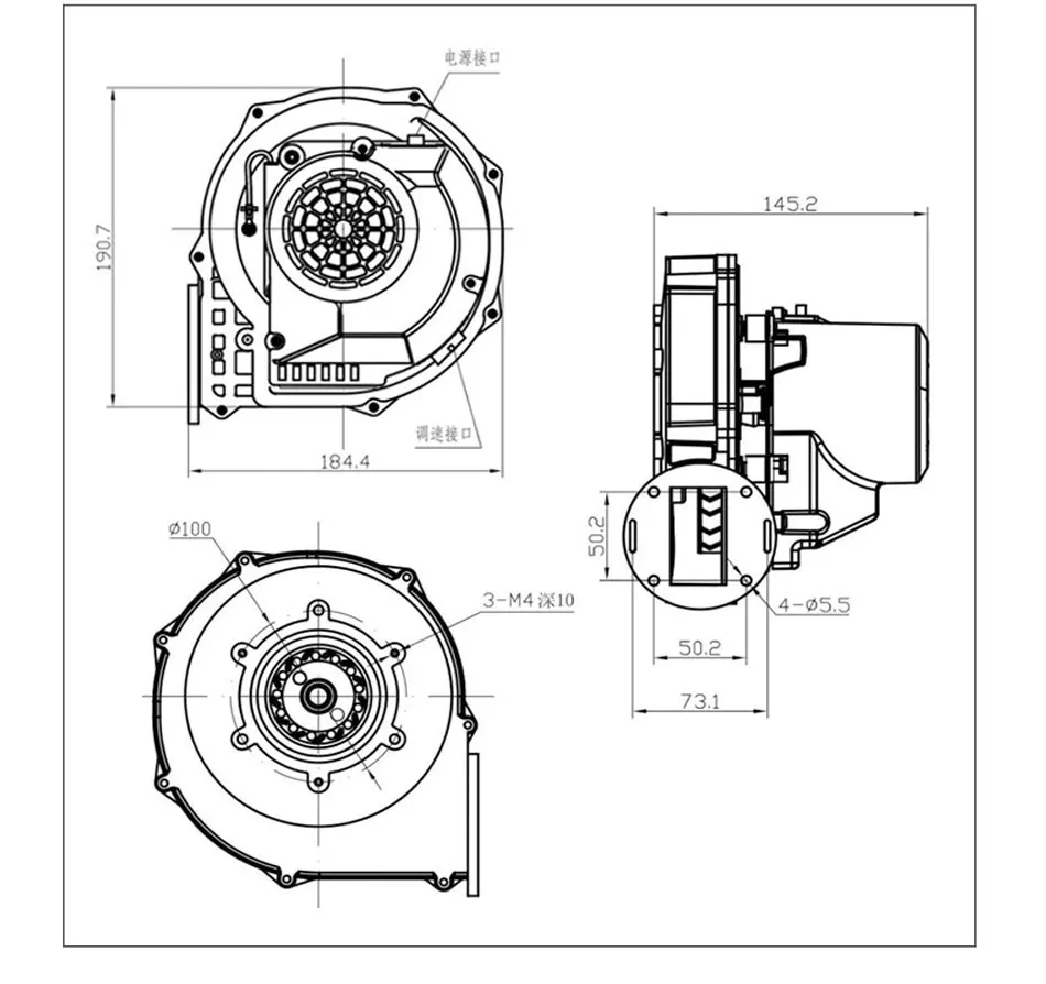 ZEC-148 주파수 변환 버닝 웍 FL148029D-01D 알루미늄 쉘 스토브 송풍기 진공 청소기 Yufubao