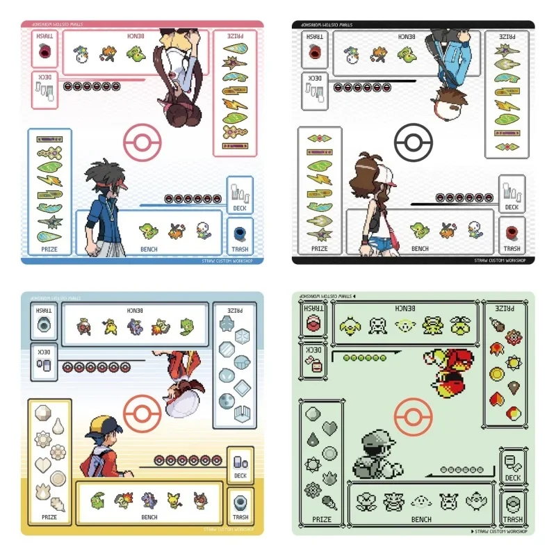 Pokemon Two Player Battle Pixel Self Made Anime Game Characters Toys Classic Series Cards Pad Rubber Collection Card Dueling Mat