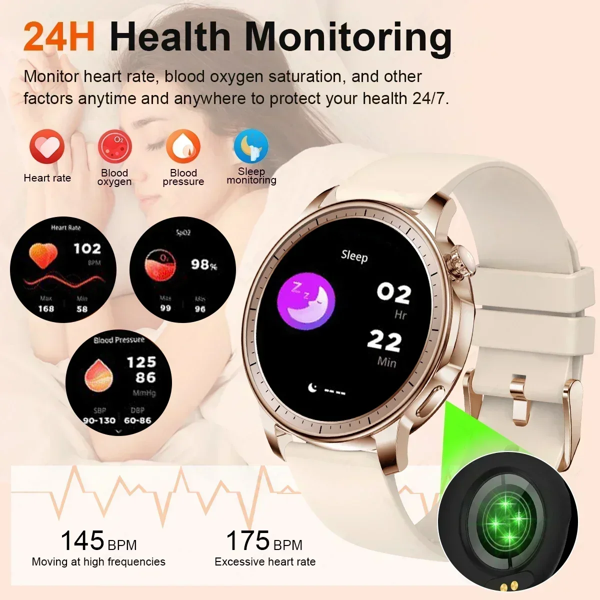 แฟชั่น Xiaomi Mijia สมาร์ทนาฬิกาผู้หญิง Heart Rate Lady สร้อยข้อมือบลูทูธ IP67 กันน้ํา Heart Rate Smartwatch สําหรับ Huawei