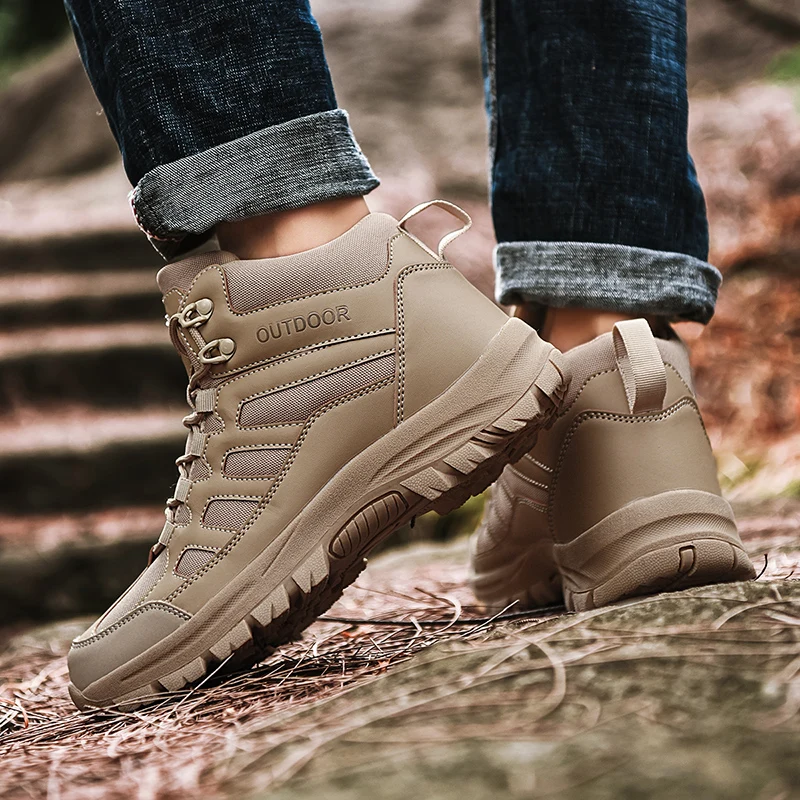 Jesienne i zimowe buty męskie Nylonowe skórzane odporne na zużycie Outdoor Hunting Hiking Desert Boot Army Fans Combat Training Shoes. — zdjęcie 4