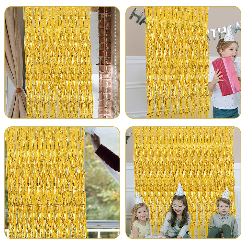 

4Pcs Glossy Fringe Curtain Tinsel Backdrop Foil Streamer Party Decorations Birthday Tinsel Backdrop Foil Curtain
